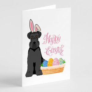 Whimsical A7 Size 5x7 Black Natural Ears Schnauzer <b>Easter</b> Greeting <b>Cards</b> <b>Pack</b> 8 Blank Note <b>Cards</b> with Envelopes - Product Image 1