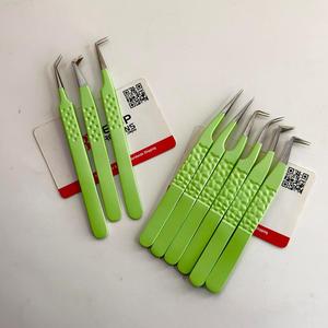 GETUP BROSONS IMPEX Lime Green Eyelash Extension Tweezers Set Custom Logo Dimple Dot Grip Stainless Steel Precision Volume - Product Image 1