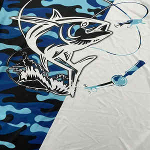 Camisa de Pesca de Manga Larga para Hombre, Estampado de Tiburón, UPF 50, Anti-UV, Secado Rápido, Absorbe la Humedad, para Actividades al Aire Libre - Product Image 4