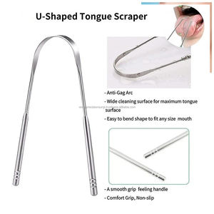 WORLD PRECISION SURGICAL Nettoyant et gratte-langue en acier inoxydable, lot de 2 (forme en U et forme cuillère) pour une haleine fraîche - Product Image 4