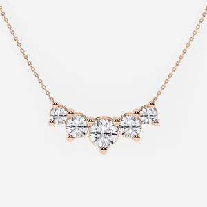 Collar de Diamantes Cultivados en Laboratorio, 5 CTW, Corte Redondo, Cinco Piedras, Estilo Demi Eternity, Joyería Elegante y Brillante para Mujer - Product Image 4