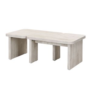 Tavolo da Caffè Rettangolare a L Staccabile Stile Rustico, Tavolo da Pranzo Singolo in Legno 47.24*23.62 Pollici e 35.43*31.49 Pollici, Stile Moderno - Product Image 1