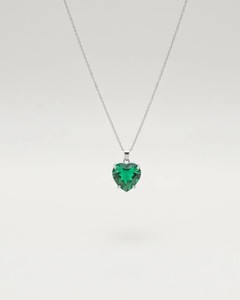 Lab Grown <b>Emerald</b> Heart <b>Pendant</b> Necklace Synthetic Green Gemstone Jewelry Romantic Gift Wholesale Supplier - Product Image 2