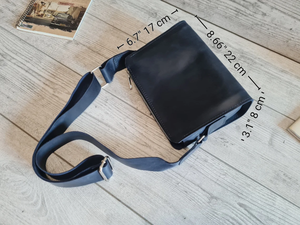 Blue Leather <b>Shoulder</b> <b>Bag</b> Handmade <b>Small</b> Crossbody Purse Personalized Handbag for Women Cross Body Gift for Her - Product Image 4
