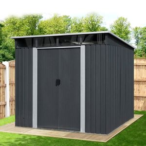 Capanno in Metallo Zincato 6FT X 8FT con Lucernario, Lamiera Ondulata 29 GA, Soffitto a Punta 80'', TMG MS0608P, Facile da Montare, Plastica - Product Image 3