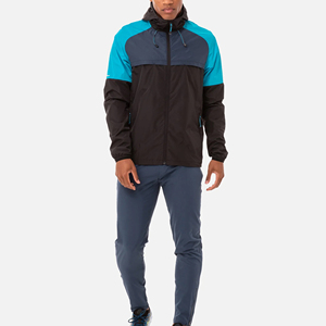 Chaqueta con Capucha y Cremallera para Hombre, con Bloques de Color y Bolsillos Laterales, Conjunto Deportivo Impermeable, Ropa de Otoño, Manga Larga, Corte Regular - Product Image 1
