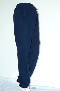Pantalon cargo pour femme bleu marine, coupe droite, en molleton épais à carreaux, taille élastique, polyester/coton, couleur et taille personnalisables - Product Image 3