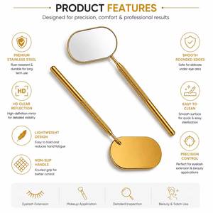 Espejo de Maquillaje de Aumento de Lujo, Montado en la Pared, de Acero Inoxidable, con Mango Texturizado para Extensiones de Pestañas y Aplicación Precisa - Product Image 6