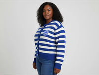 Pull cardigan en acrylique d'hiver Zeta Phi Beta pour femme, bleu, tricoté, style universitaire, broderie chenille, sur mesure OEM XLISE