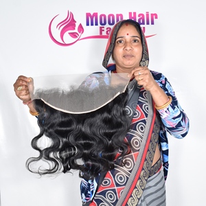 Extensiones de cabello humano indio de la mejor calidad, con trama simple o doble, precio mayorista, textura frontal Bodywave disponible. - Product Image 4