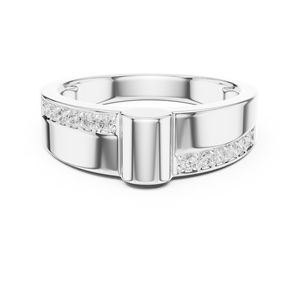 Bague de mariage classique pour homme en moissanite, or blanc, sertie de diamants ronds - Product Image 1