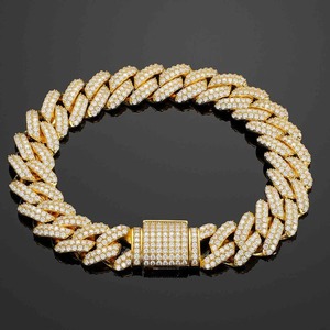 Bracelet en argent sterling de haute qualité personnalisable, 14 mm, à double rangée de maillons cubains, avec diamants en moissanite VVS, pour cadeau - Product Image 4