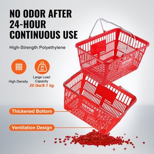 Set di 12 Cesti per la Spesa in Plastica Resistente da 21L con Manico in Metallo e Supporto, 16.73 X 12.01 X 8.58 Pollici, Cesto Portatile per la Spesa - Product Image 3