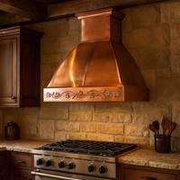 Hotte de cuisine en aluminium haut de gamme, artisanale, avec capot de ventilation décoratif, design moderne et luxueux, finition complète
