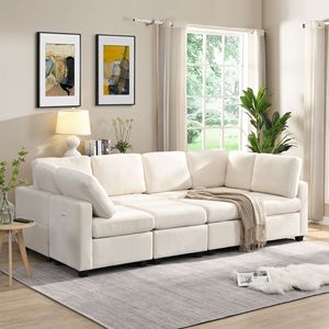 103 divano letto componibile a forma di U con due ottomani mobili e tre porte USB per soggiorno - Product Image 1