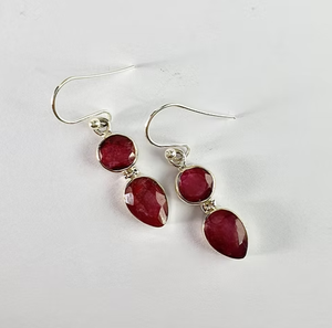 Pendientes de plata de ley 925 con piedras preciosas de rubí natural, doble piedra, hechos a mano, colgantes, joyería para mujer, regalo, 4,4 gramos - Product Image 2
