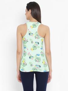 Débardeur Halter à Imprimé Floral pour Femme, Respirant, en Tricot, pour le Sport et le Yoga, Haut Sans Manches à Motifs Verts, Vêtement Décontracté pour l'Entraînement - Product Image 2