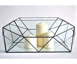 Home Decor Customised <b>Black</b> Table Top Outdoor Indoor Glass Candle <b>Holder</b> Wedding Centerpiece For Event Decor - Product Image 1