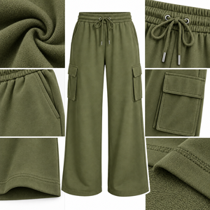 Pantalones Palazzo Anchos Beige para Mujer, Estilo Casual, Deportivo, para el Tiempo Libre, con Cordón Ajustable, Proveedor de Ropa Personalizada - Product Image 6