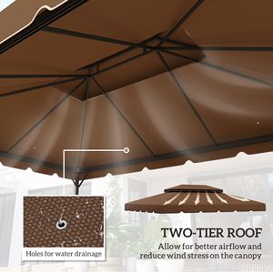 Telo di Ricambio per Gazebo 13FT X 10FT con Tetto a Doppia Ventilazione per Modelli 84C 101 o 84C 144 (SOLO TELO) Colore Caffè - Product Image 4