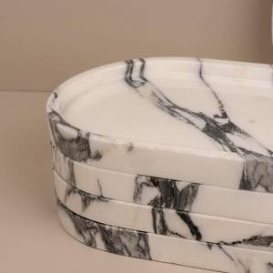 Plateau en marbre Calacatta Viola, pierre naturelle, forme ovale, résistant au feu, décoration de luxe pour la maison, pour revêtement mural, salle à manger, cuisine - Product Image 3