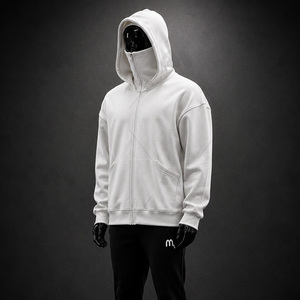Sudadera con capucha y cremallera completa para hombre con cubre rostro, ajuste regular, logotipo personalizado, estilo urbano, invierno - Product Image 2