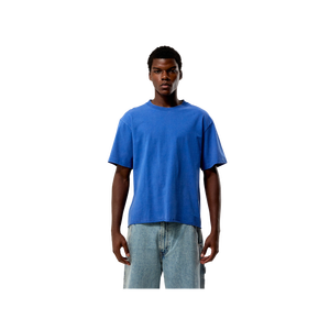 T-shirt en coton bleu uni surdimensionné pour homme, manches courtes, col rond, jersey décontracté - Product Image 3