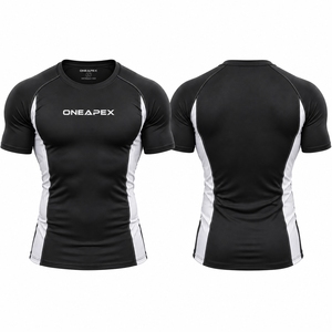 Men <b>Compression</b> T <b>Shirt</b> <b>Black</b> White Short Sleeve Athletic Gym Training Sportswear Custom Logo Fitness Running Workout <b>Shirt</b> - Product Image 1
