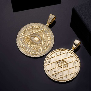 New Wholesale Pendant <b>Necklace</b> Hip Hop Sterling <b>Silver</b> Gold Plated 3a Zircon Iced Out Pendant <b>for</b> <b>Men</b>. - Product Image 5