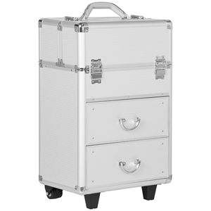 Valigia Trucco Professionale Grande con Ruote Girevoli Bloccabili, Trolley Cosmetico da Viaggio con Vassoi Pieghevoli e Organizer - Product Image 1