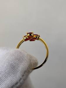 Anillo de Rubí con Corte de Pera Único, Anillo de Compromiso y Boda de Plata de Ley 925 Chapado en Oro de 14K con Rubí Vintage - Product Image 6