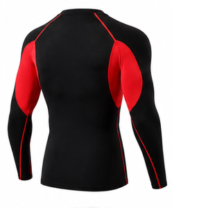 Black Red Contrast Compression Long Sleeve <b>Top</b> and Full Length Pants Set Crew Neck High Waist Seamless <b>Sweat</b> Wicking Yoga Wear - Product Image 4