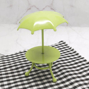 Miniature 1:12 Dollhouse Garden Green <b>Table</b> with <b>Umbrella</b> Decoration Metal Painted for ages 14 and up. - Product Image 4