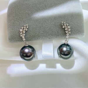 Pendientes Colgantes de Plata de Ley S925 con Perla Natural de 11-10 mm, Redondos, Textura Especial, Estilo Lolita - Product Image 1