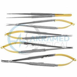 Juego de 5 Piezas de Microcirugía TC Castroviejo con Casete de Esterilización, Portaagujas Oftálmico, Instrumentos con Certificación CE - Product Image 3