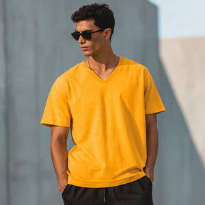 T-shirts Homme Oversize Col V Manches Courtes Été 100% Polyester Coton Épaules Tombantes Vente en Gros - Product Image 1