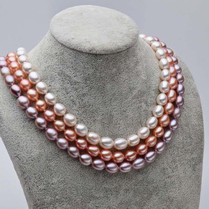 Collar de Perlas de Agua Dulce con Forma de Arroz de 7-8 mm y 8-9 mm, Suministro Directo del Fabricante, Venta al por Mayor de Joyería - Product Image 1
