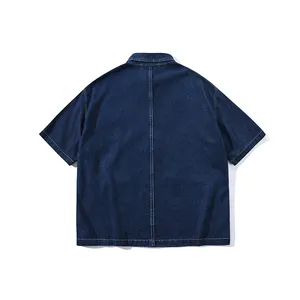 Camisa de mezclilla vintage de manga corta para hombre 2026, talla grande, transpirable, con bolsillo en el pecho, azul, gris, negro, informal y fresca para verano - Product Image 2