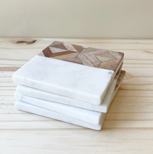 Wood & <b>Marble</b> <b>Coaster</b> Reusable <b>Coaster</b> for Home & Events Non-Slip Table Mats <b>Coaster</b> for Home Decor - Product Image 4