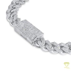 Premium <b>White</b> Gold Chevron Chain Lab Grown <b>Bracelet</b> Featuring Hand Set VVS Stones and Secure Hidden Box Clasp - Product Image 4