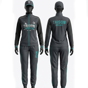 Women <b>Cricket</b> Tracksuit Premium 220 GSM Polyester Interlock Brown <b>White</b> Piping Panel Design Custom Logo Print Embroidery - Product Image 5