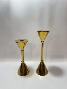 Modern <b>Brass</b> Gold Aluminium Double Candle <b>Holder</b> Curved Wave Sculptural 2-Arm Taper <b>Candlestick</b> Stand Sleek Table Centerpiece - Product Image 5