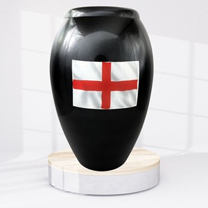 Urna Esmaltada Blanca de Alta Calidad para Cenizas con Diseño de la Bandera de Inglaterra, Capacidad de 200 Pulgadas Cúbicas, Conmemorativa - Product Image 4