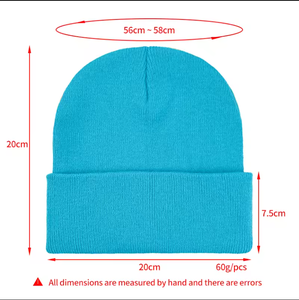 Gorro de Punto Personalizado con Bordado, 100% Acrílico, Unisex, Gorro de Invierno de Color Sólido, Estilo Casual, Circunferencia de Cabeza 56-58CM - Product Image 2