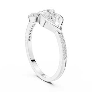 Anillo de mujer con diamantes geométricos entrelazados de laboratorio, chapado en rodio, corte infinito, juego de anillos de oro blanco de 18 quilates para compromiso, boda o fiesta. - Product Image 2