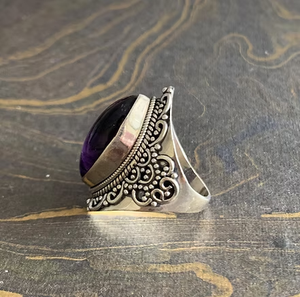 Anillo de Plata 925 de Primera Calidad con Amatista Natural, Anillo Moderno, Regalo para Cualquier Ocasión - Product Image 3