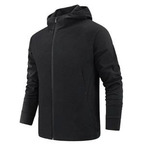 Veste softshell unisexe bleue unie avec fermeture éclair, capuche, coupe-vent, vêtements d'extérieur sportifs d'hiver, softshell léger coupe-vent - Product Image 2