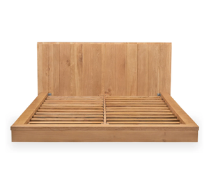 Cama de Plataforma Minimalista Amangiri de Madera de Teca Sólida con Cabecera Tapizada, Diseño Moderno de Perfil Bajo, Contemporáneo - Product Image 4