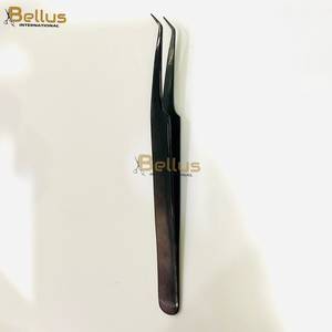 Bellus International Stainless Steel 45 Black <b>Smooth</b> Tip Durable Precision Lash Tweezers Set for Eyelash Extensions - Product Image 3