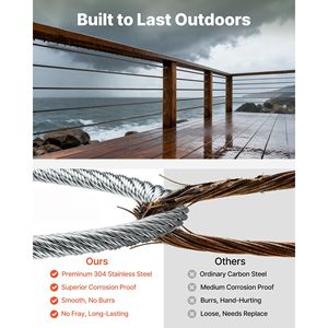 Kit Cavo in Acciaio Inox 304 da 3/32 Pollici, Lunghezza 165 Piedi, Resistenza alla Rottura 450 Libbre, 7 X 7 Fili, Aste in Acciaio Inox - Product Image 2